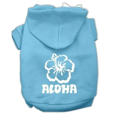 Aloha Flower Screen Print Pet Hoodies Baby Blue Size XXXL (20)