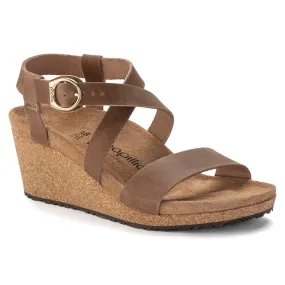 'Birkenstock USA' Women's Sibyl Ring-Buckle Oiled Leather Sandal - Cognac