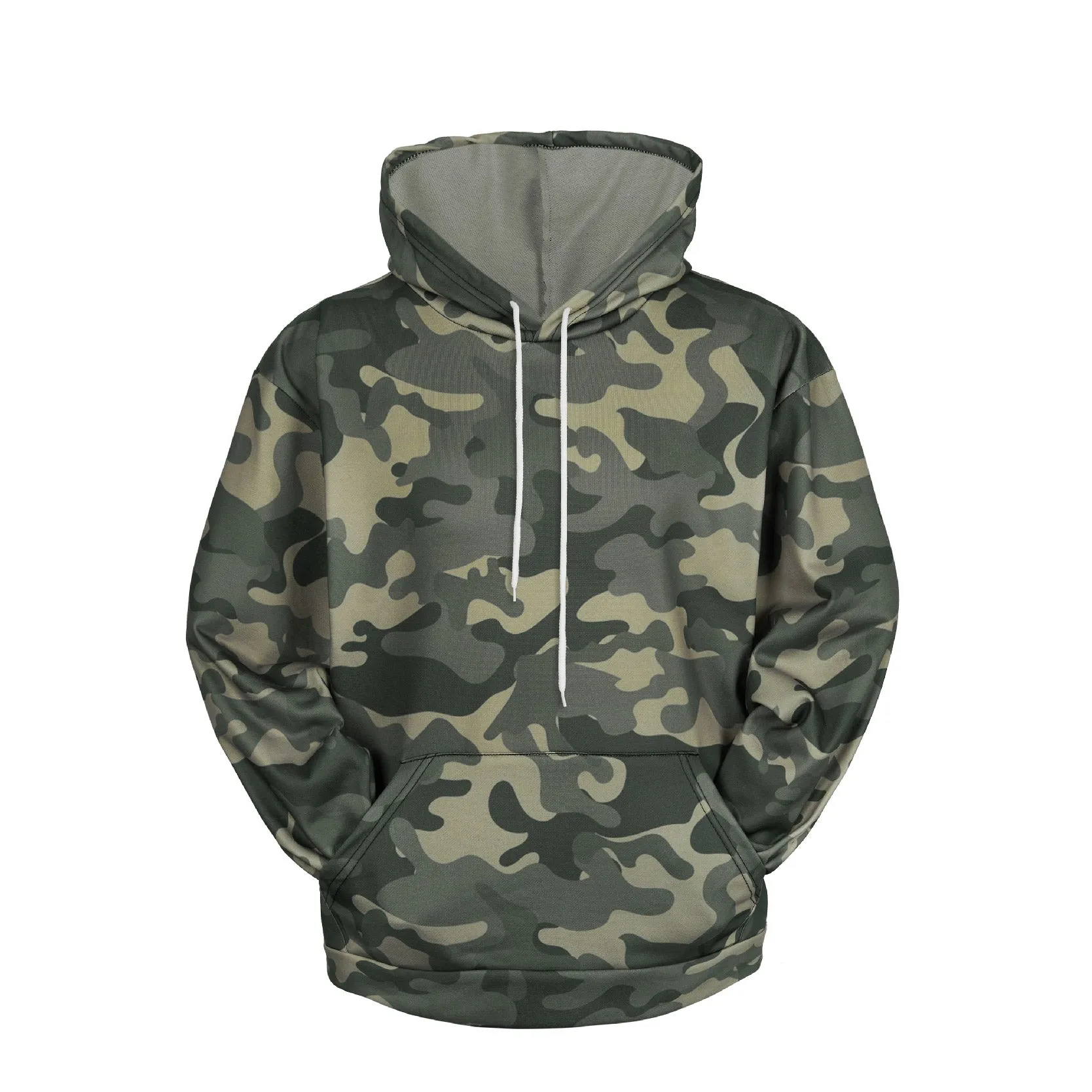 CAMO DRAWSTRING POCKET HOODIE