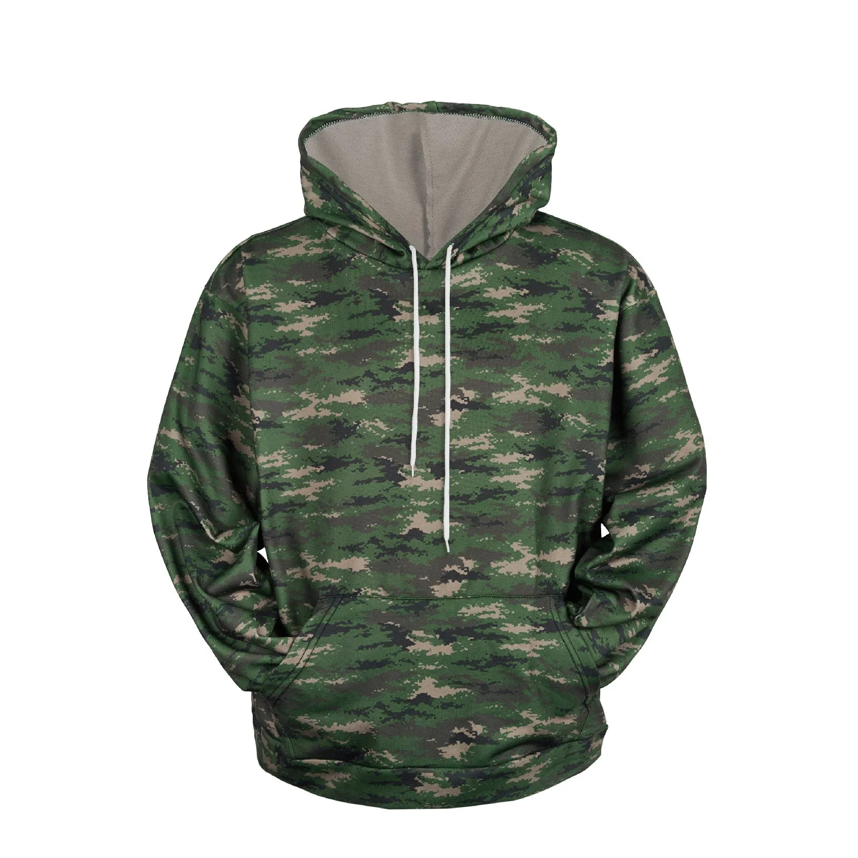 CAMO DRAWSTRING POCKET HOODIE