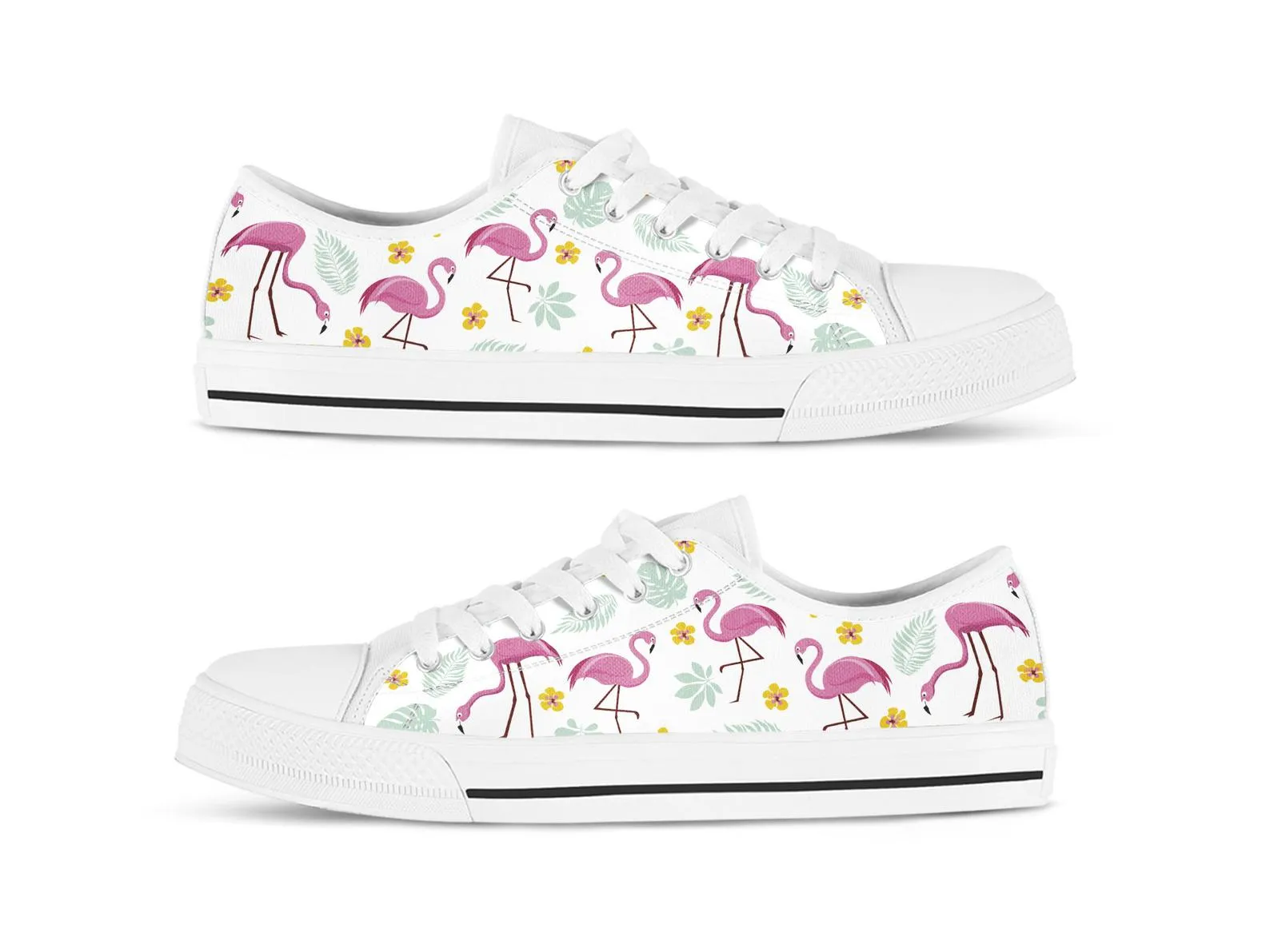 Cute Flamingo Shoes Flamingo Sneakers Cute Shoes Flamingo Lover Gifts Custom Low Top Converse Style Sneakers For Adults Women & Men