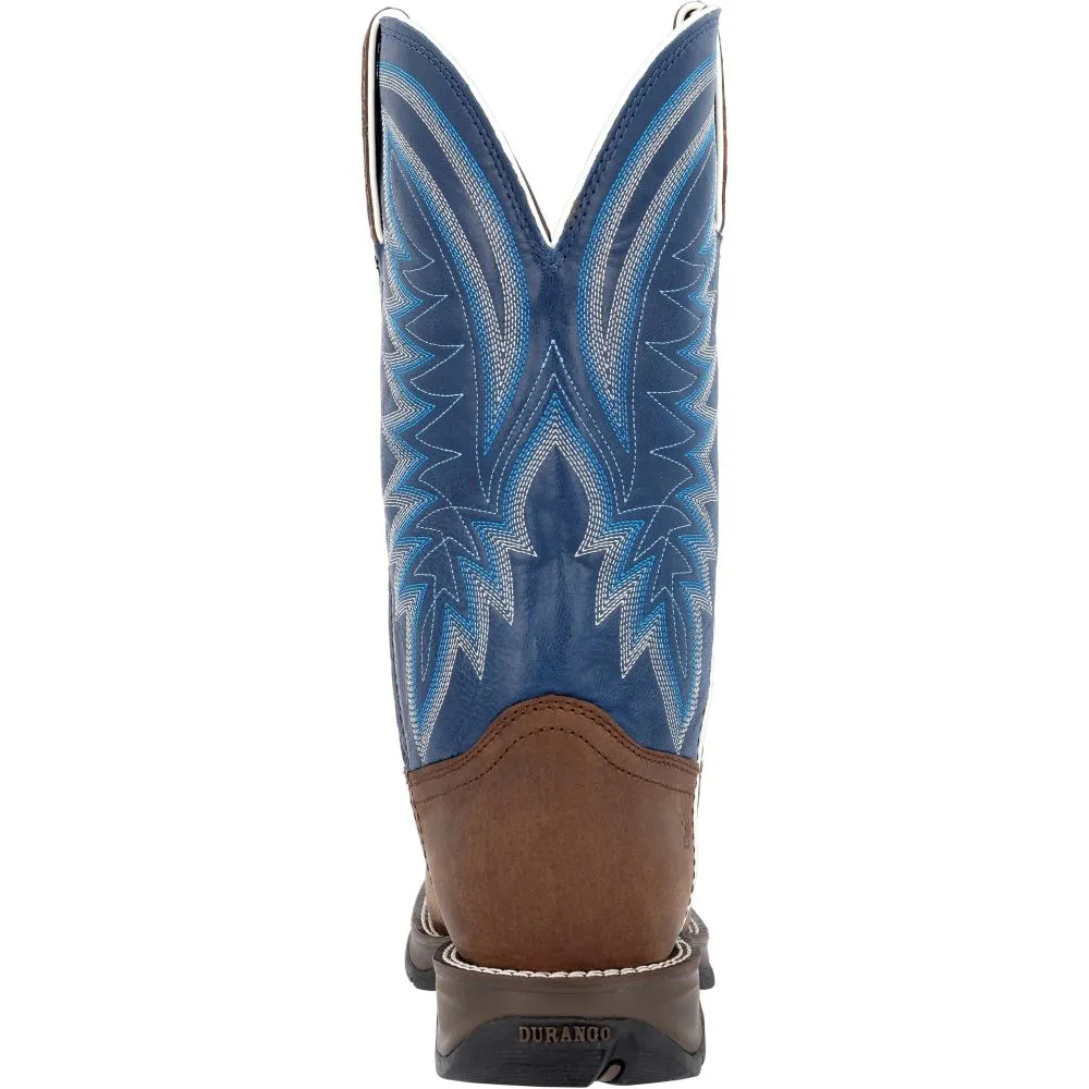 'Durango' Men's 12" Rebel Western Square Toe - Saddle Brown / Denim Blue