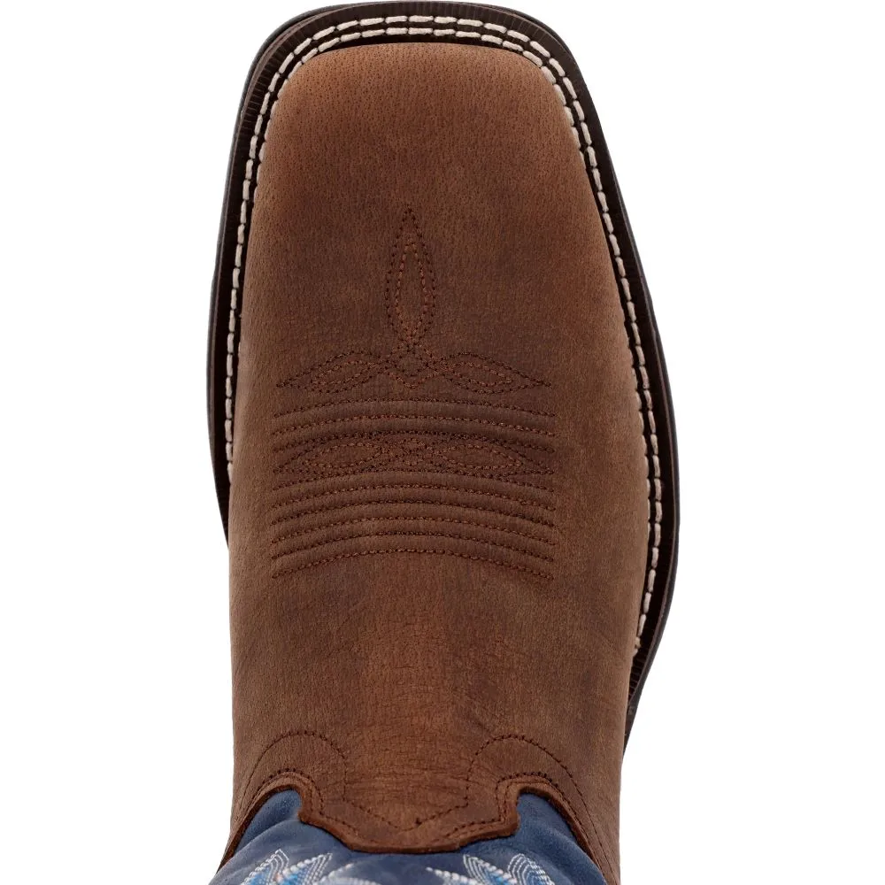 'Durango' Men's 12" Rebel Western Square Toe - Saddle Brown / Denim Blue