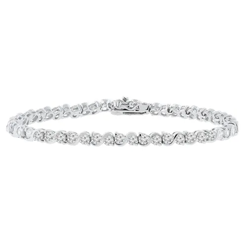 Ezra 18k White Gold Plated Infinity Tennis Bracelet with Simulated Cubic Zirconia Crystals