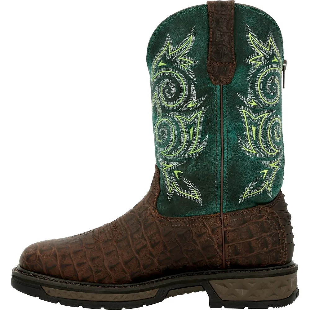 'Georgia Boot' Men's 11 Carbo-Tec LT EH WP Western Soft Toe - Brown / Green