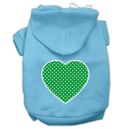 Green Swiss Dot Heart Screen Print Pet Hoodies Baby Blue Size Med (12)