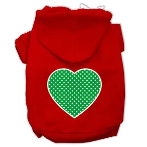 Green Swiss Dot Heart Screen Print Pet Hoodies Red Size XXL (18)