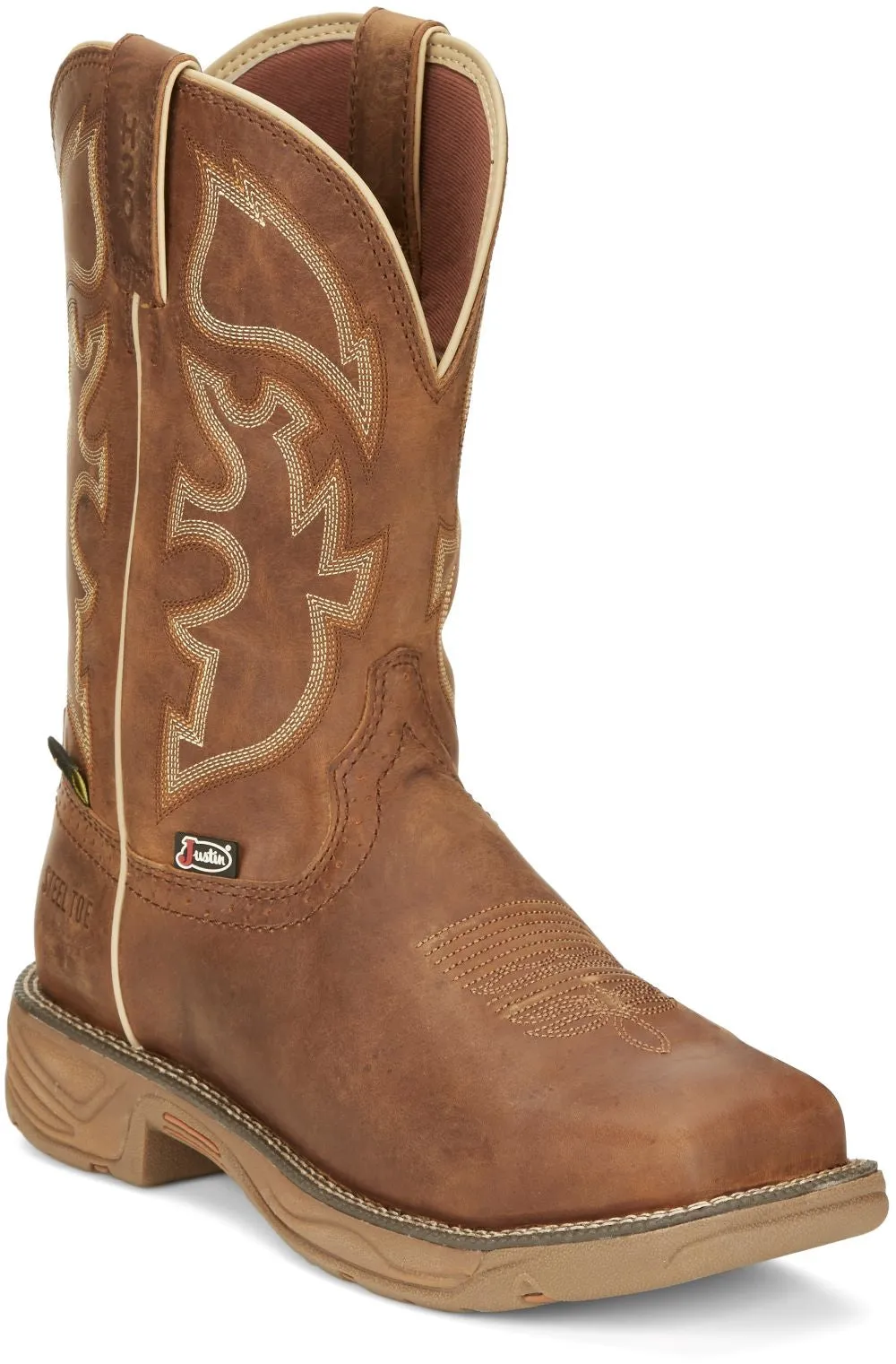 'Justin' Men's 11" Stampede Rush MetGuard EH WP Steel Toe - Rustic Tan