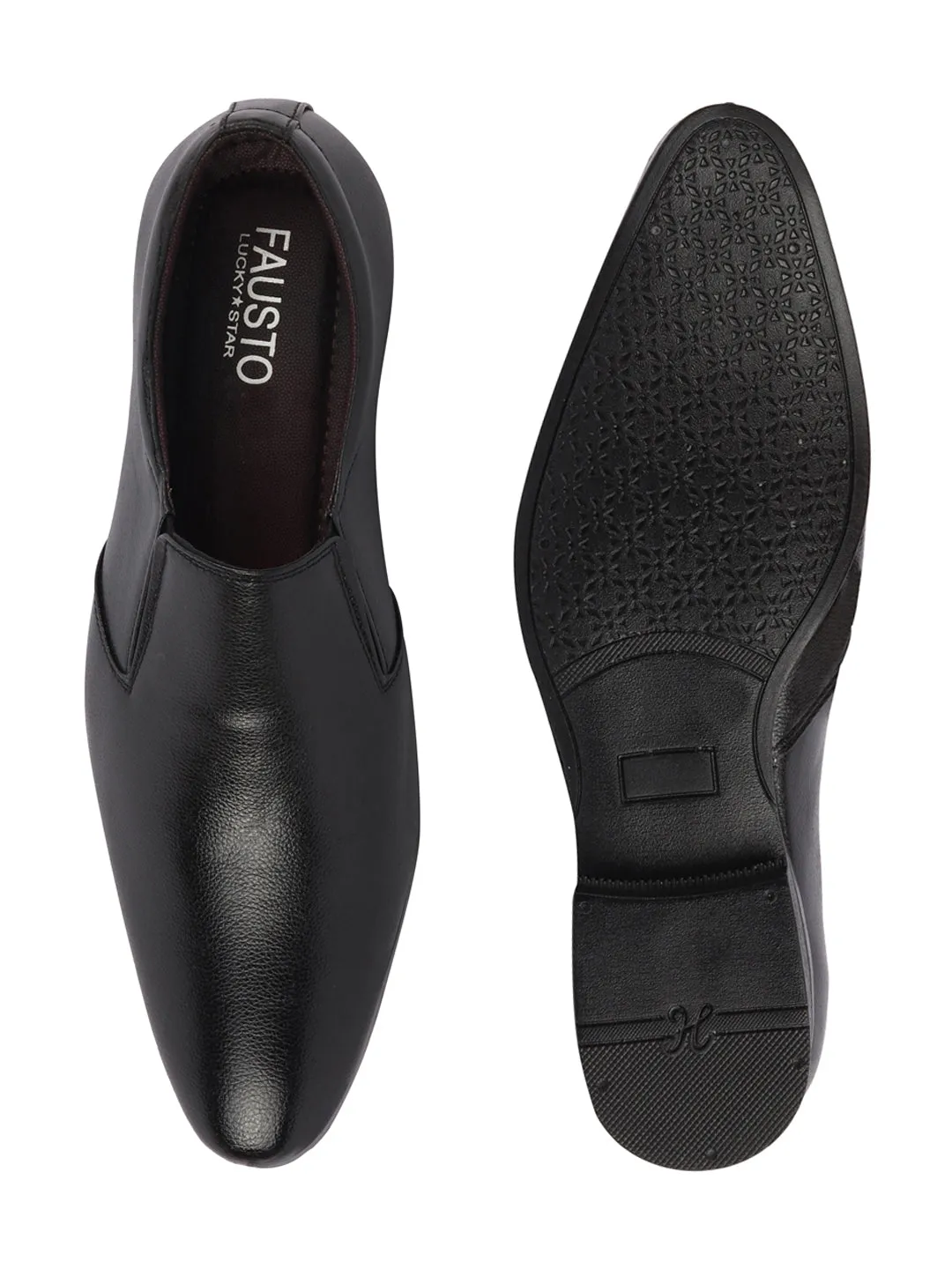 Men Black Formal Office Slip On Shoes