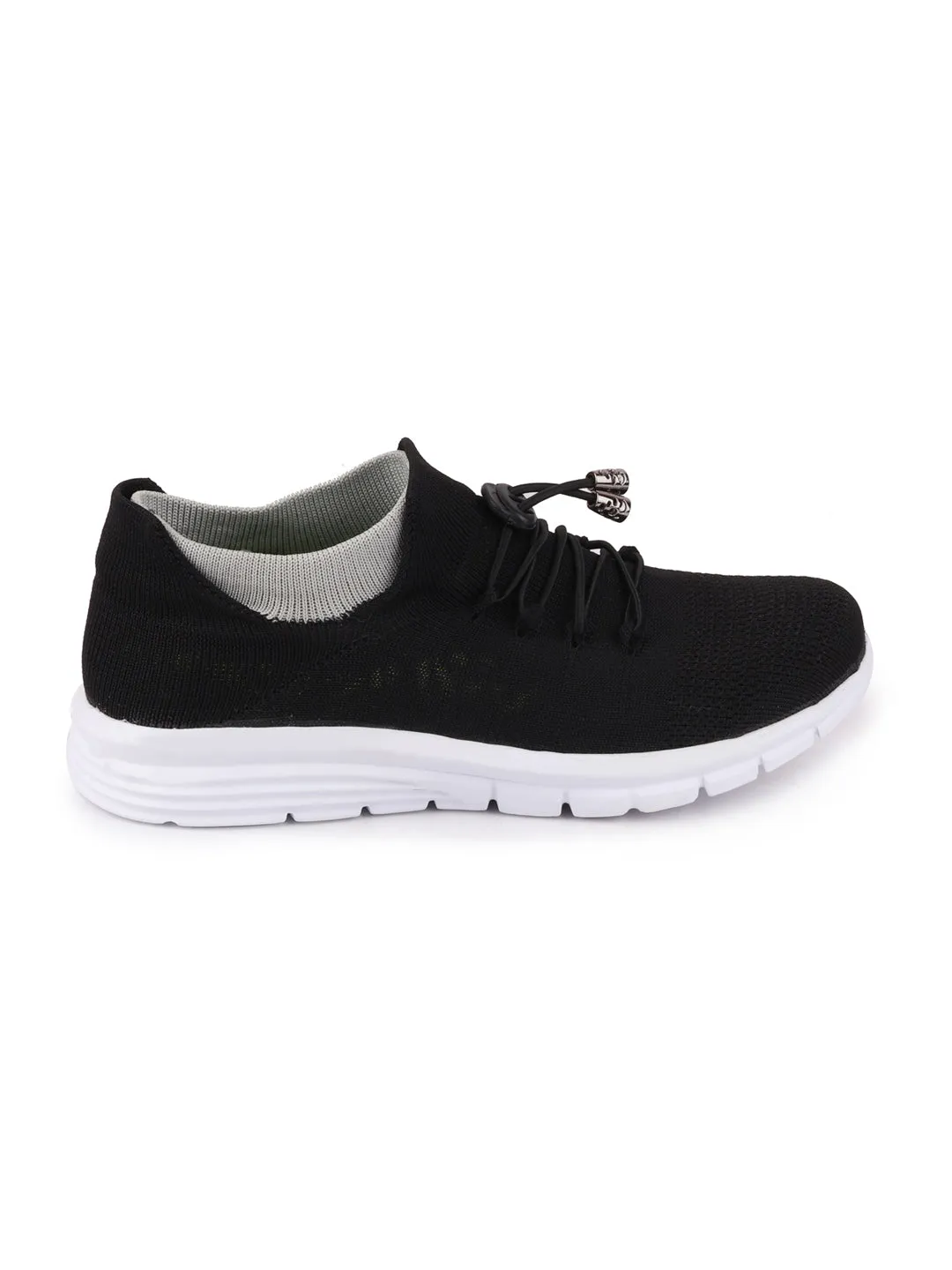 Men Black Sports Lace-Up Walking Shoes