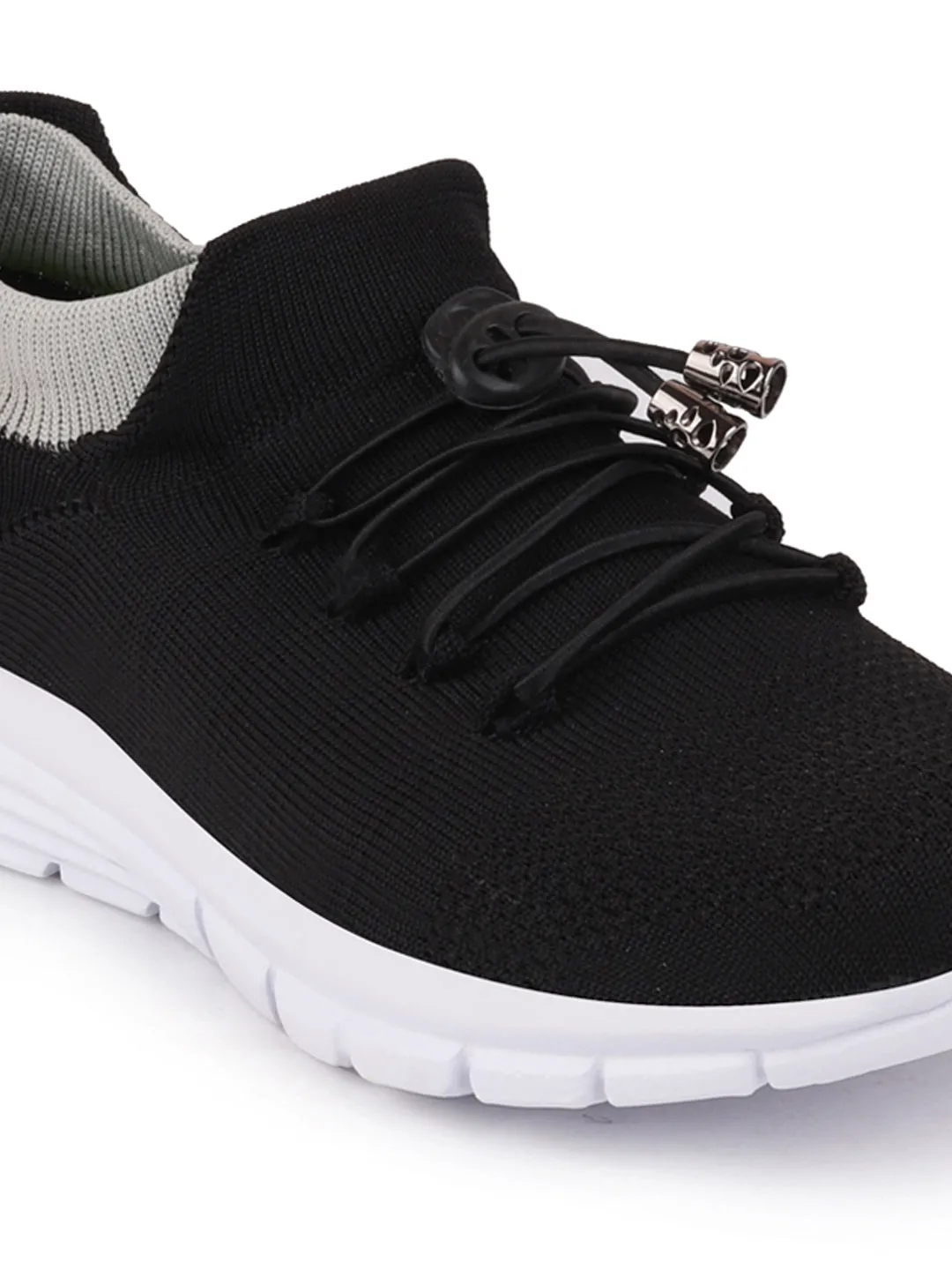 Men Black Sports Lace-Up Walking Shoes