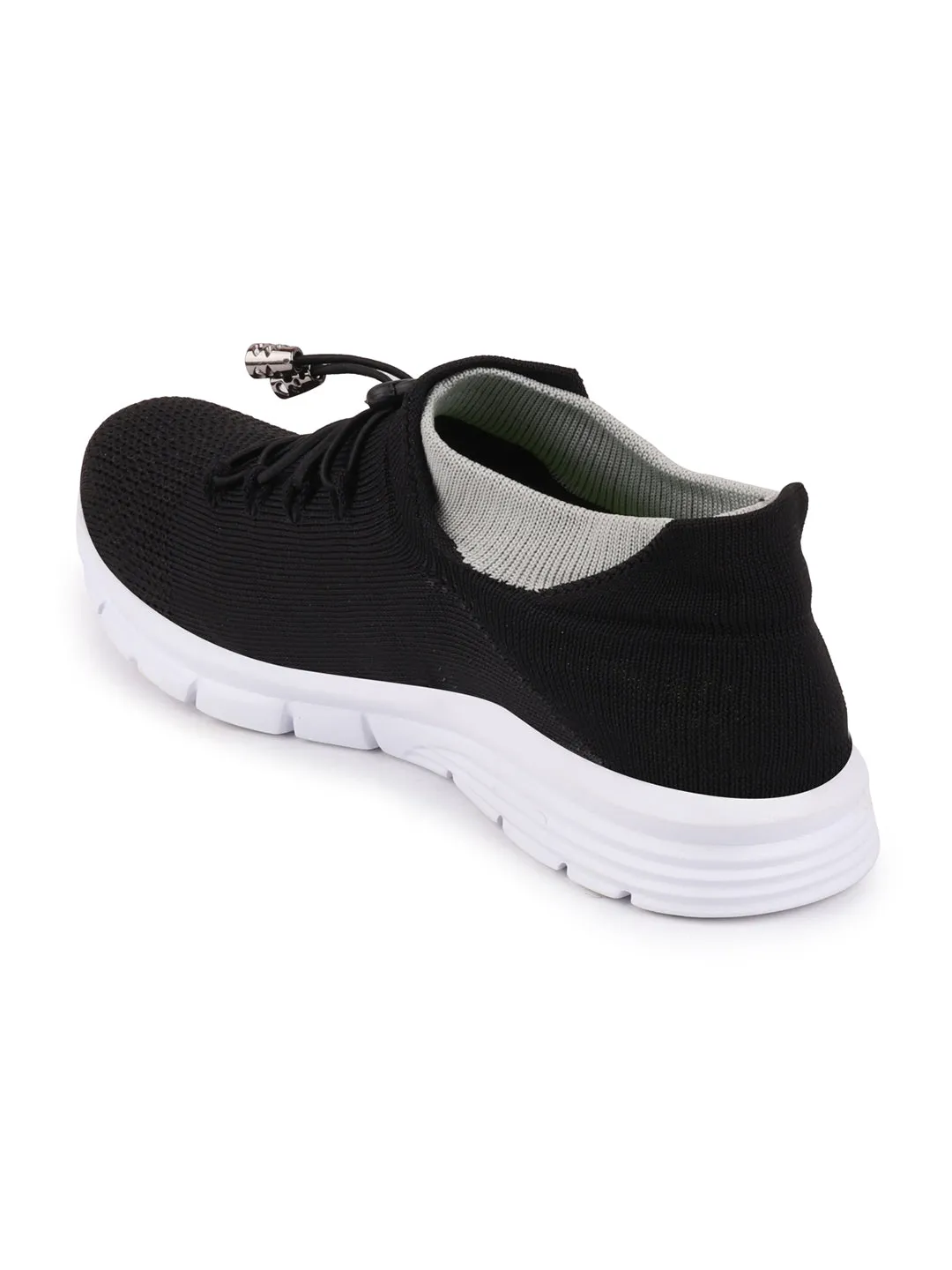 Men Black Sports Lace-Up Walking Shoes