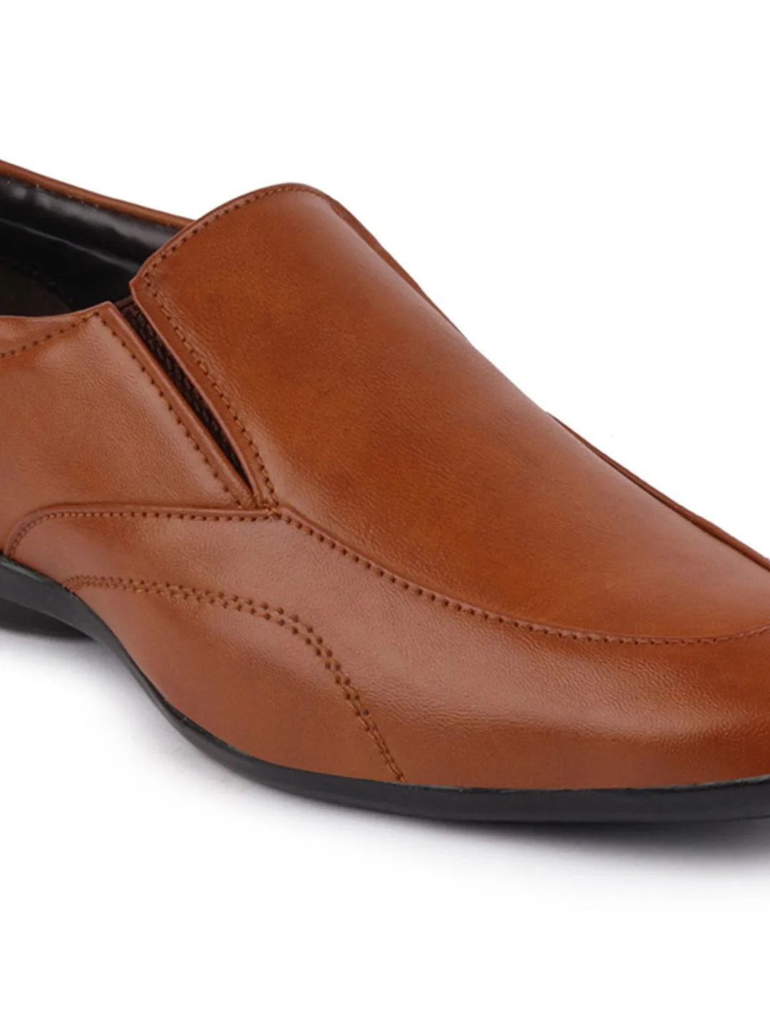 Men Tan Formal Slip-On Shoes