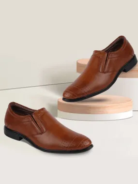 Men Tan Formal Slip-On Shoes