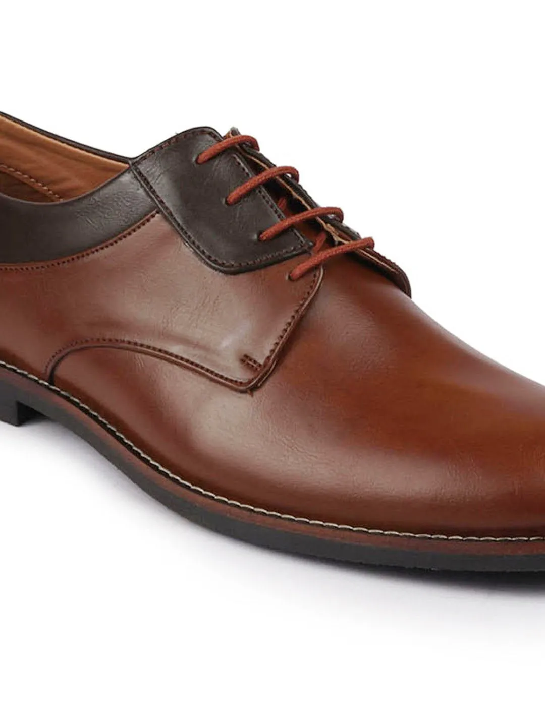 Men Tan Lace Up Welted Oxford Shoes