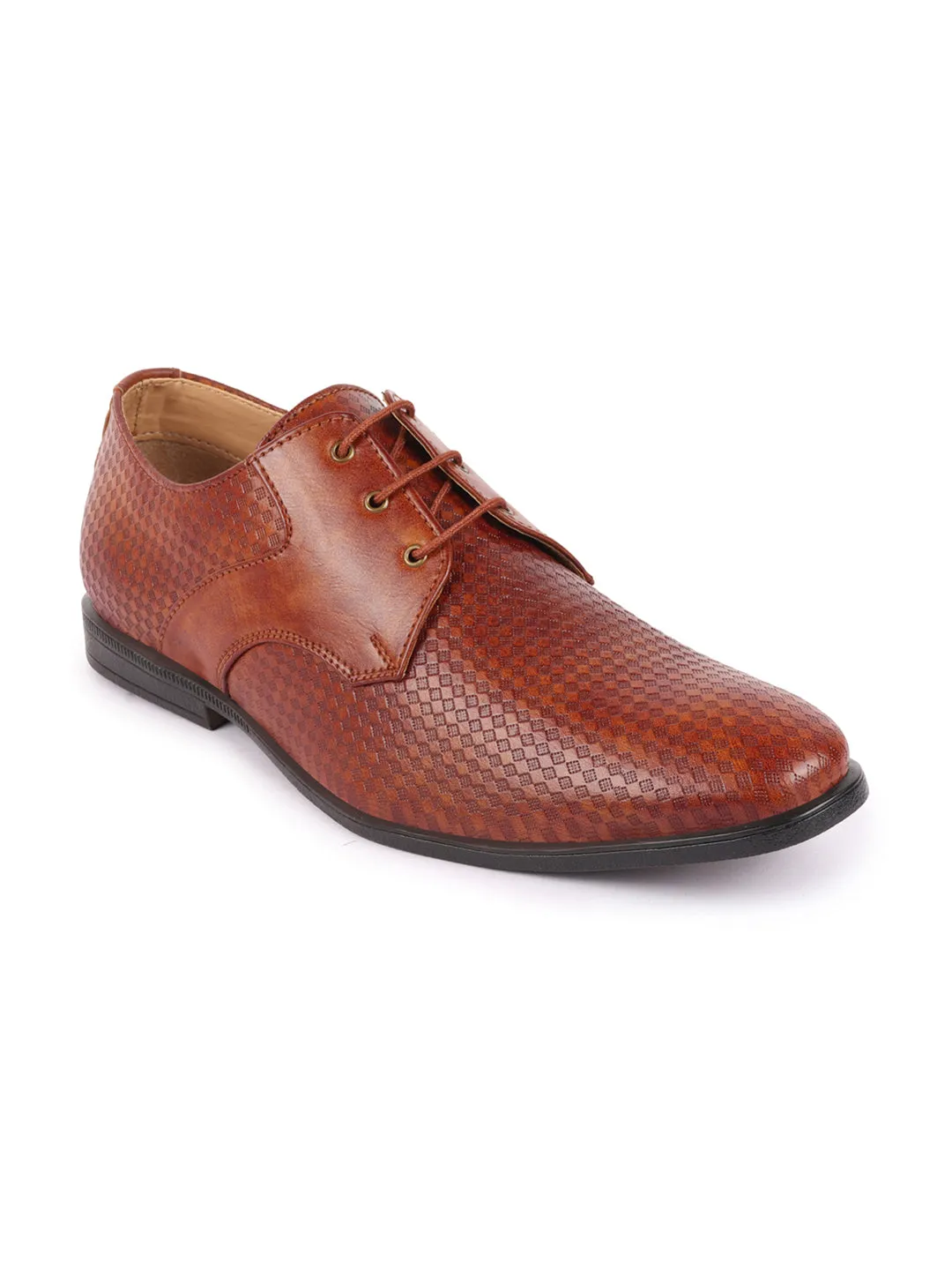 Men Tan Pattern Design Formal/Office Lace Up Shoes