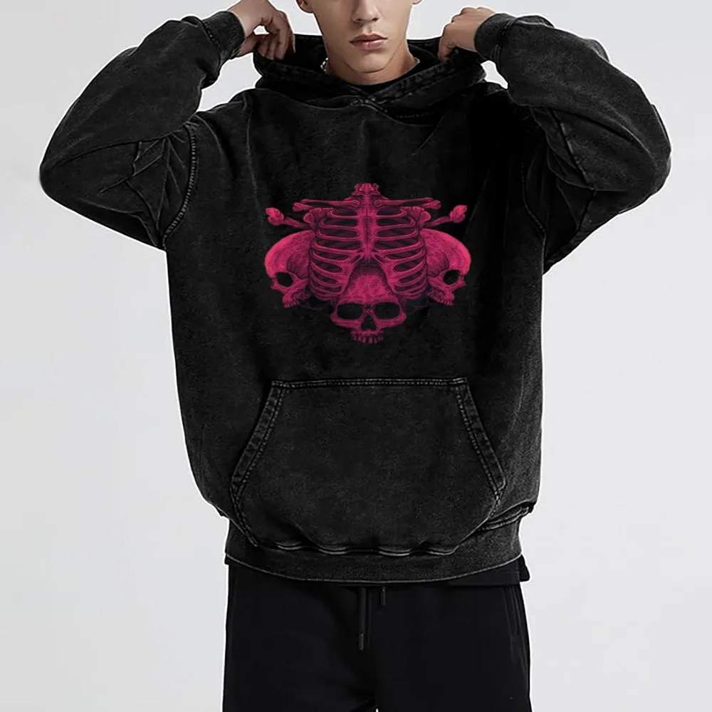 Mens Pink Skeleton Hoodies