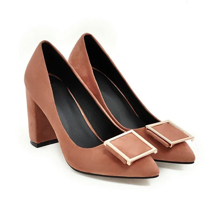 Pointed Toe Chunky Heel Pumps Women High Heels Shoes 4363