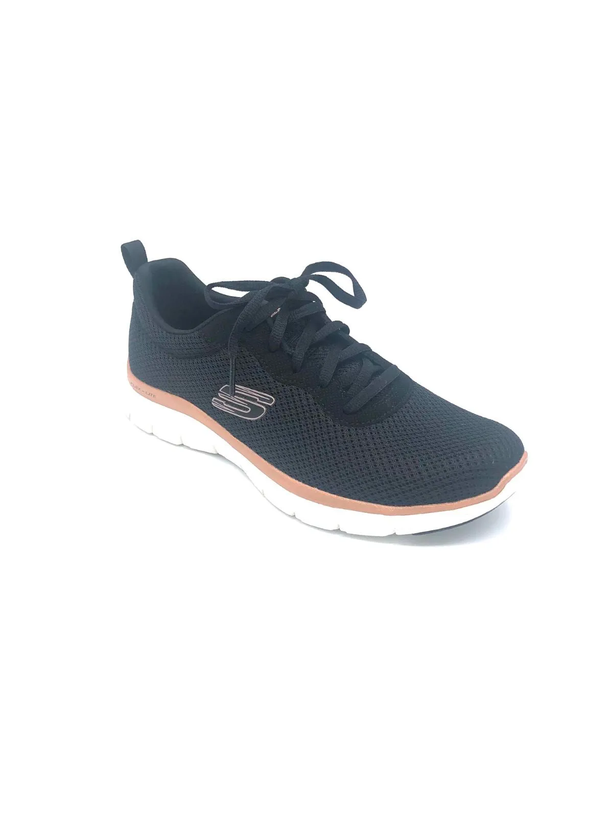 Sure! Here’s an optimized title for the product:

Skechers Womens Flex Appeal 4.0 Brilliant View Sneakers - Stylish Black and Rose Gold Design