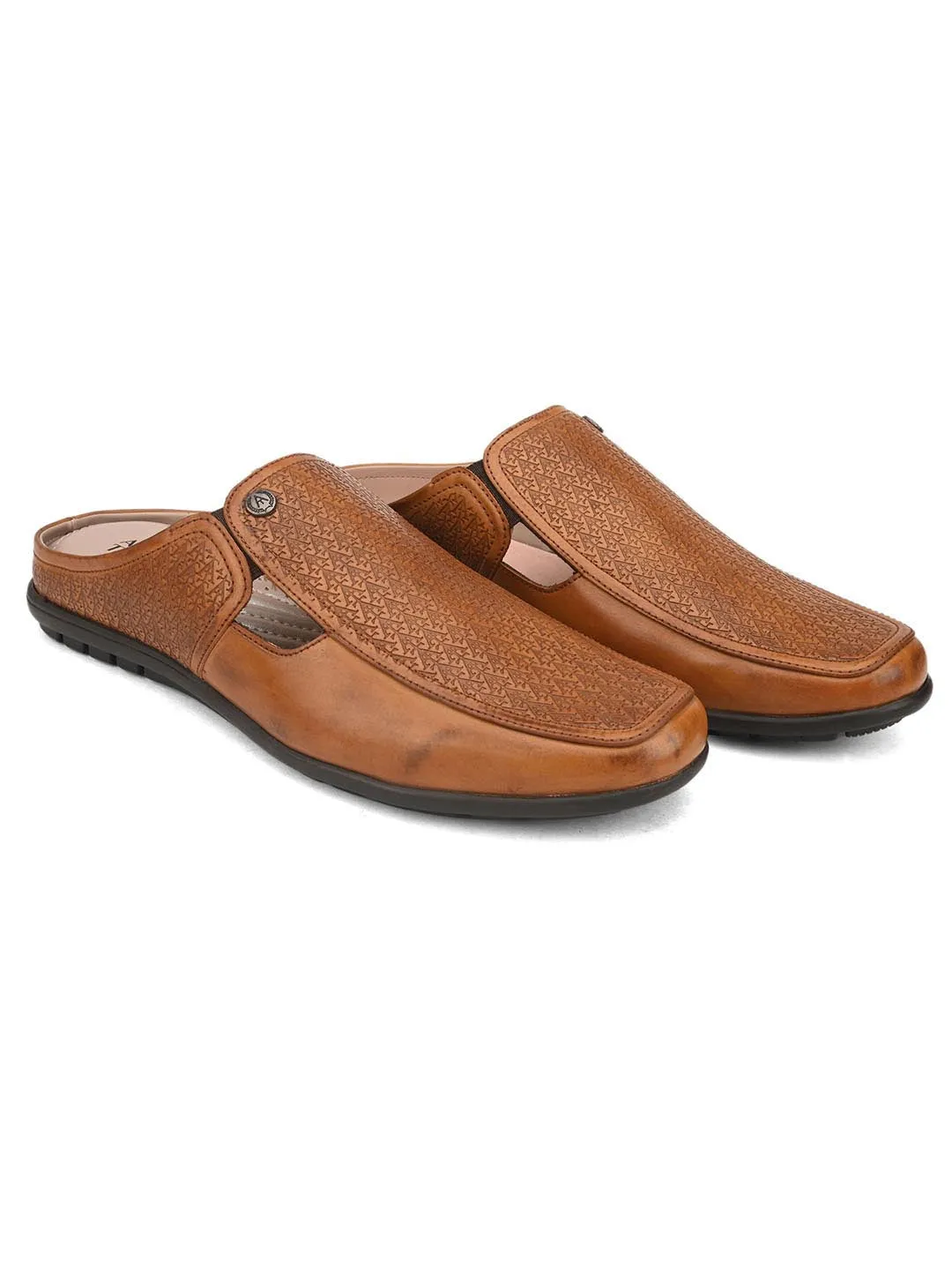 Solid Tan Ethnic mules for men