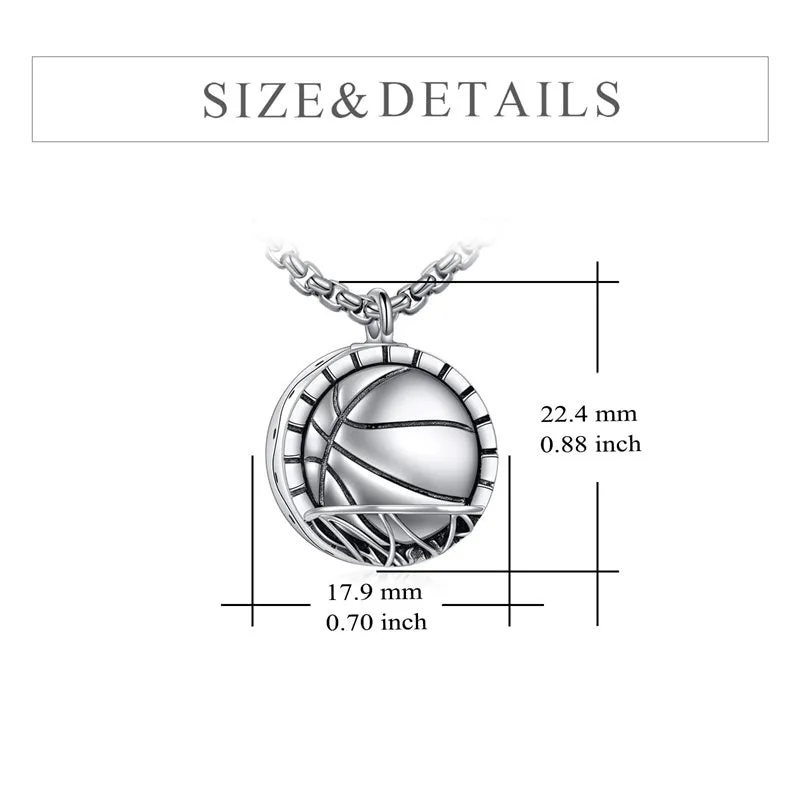 Sport Urn Necklace for Ashes Sterling Silver Cremation Keepsake Pendant Sport Lover Jewelry Gifts for Women Men