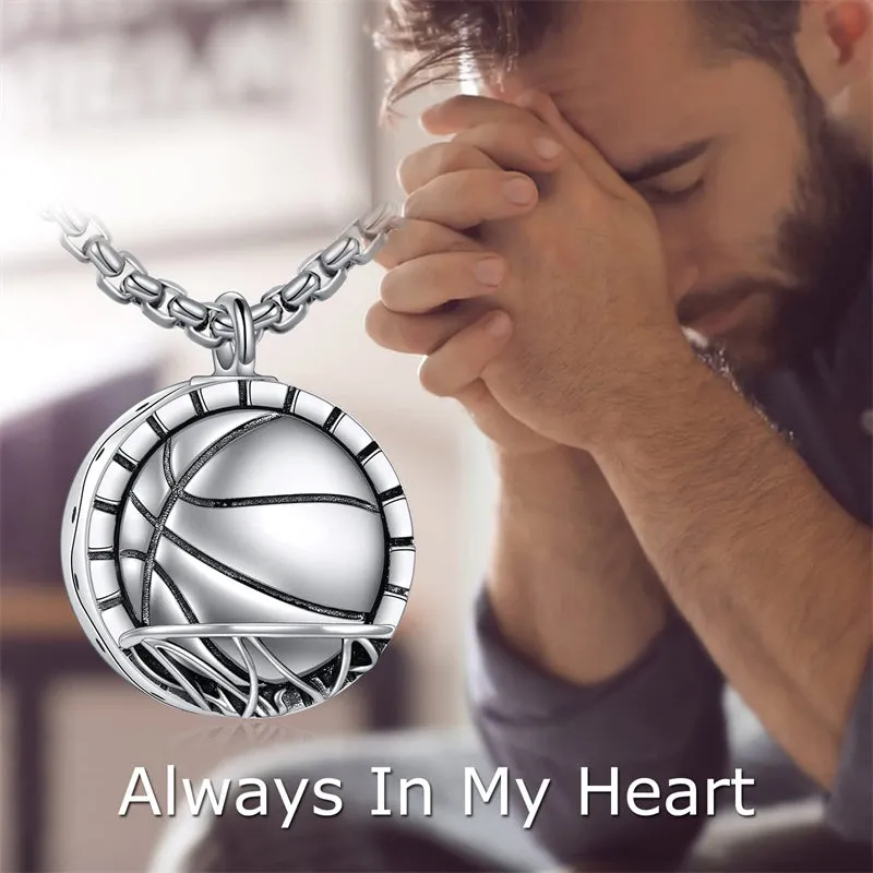 Sport Urn Necklace for Ashes Sterling Silver Cremation Keepsake Pendant Sport Lover Jewelry Gifts for Women Men