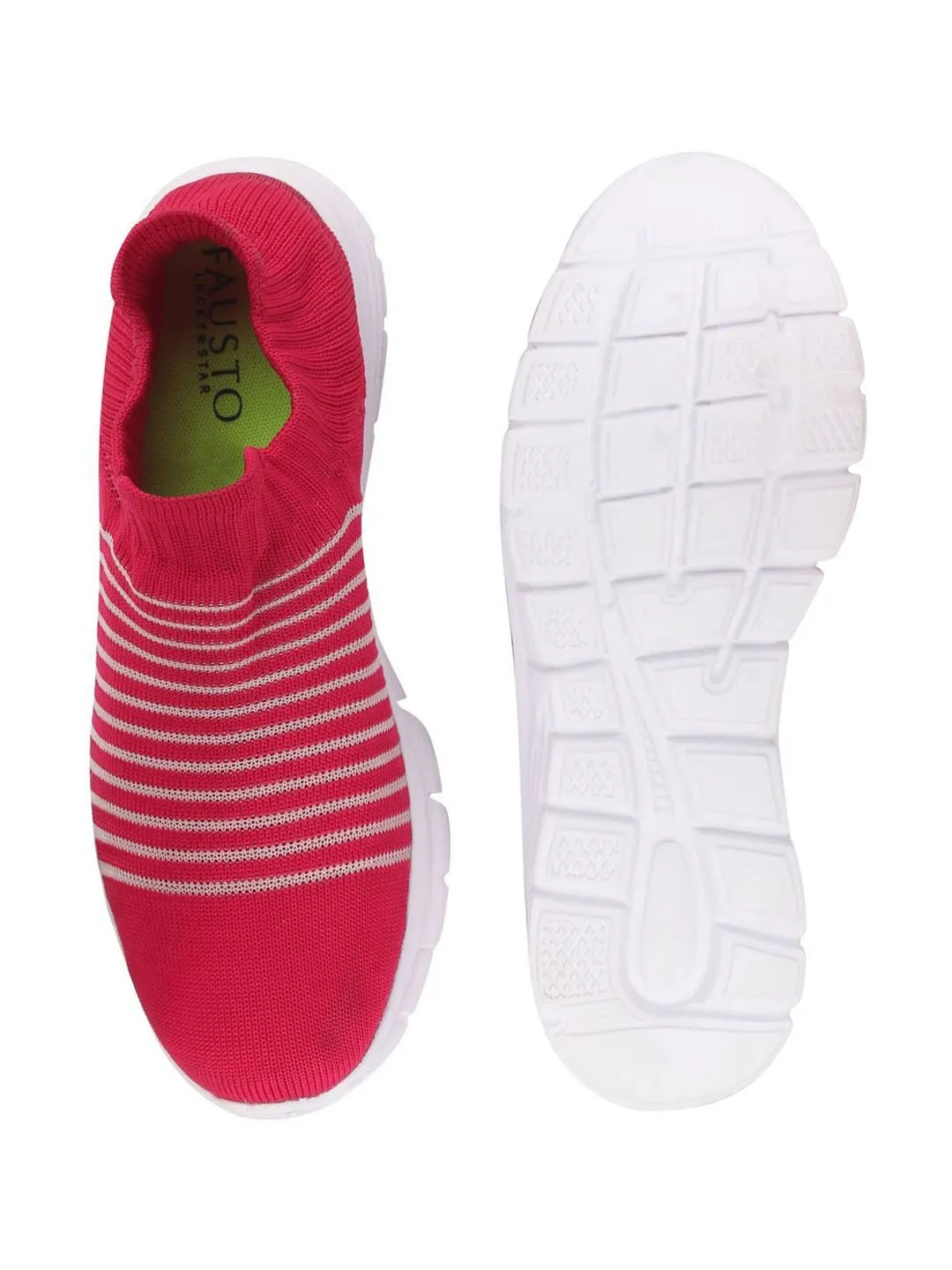 Women Pink Knitted Sports Walking Shoes