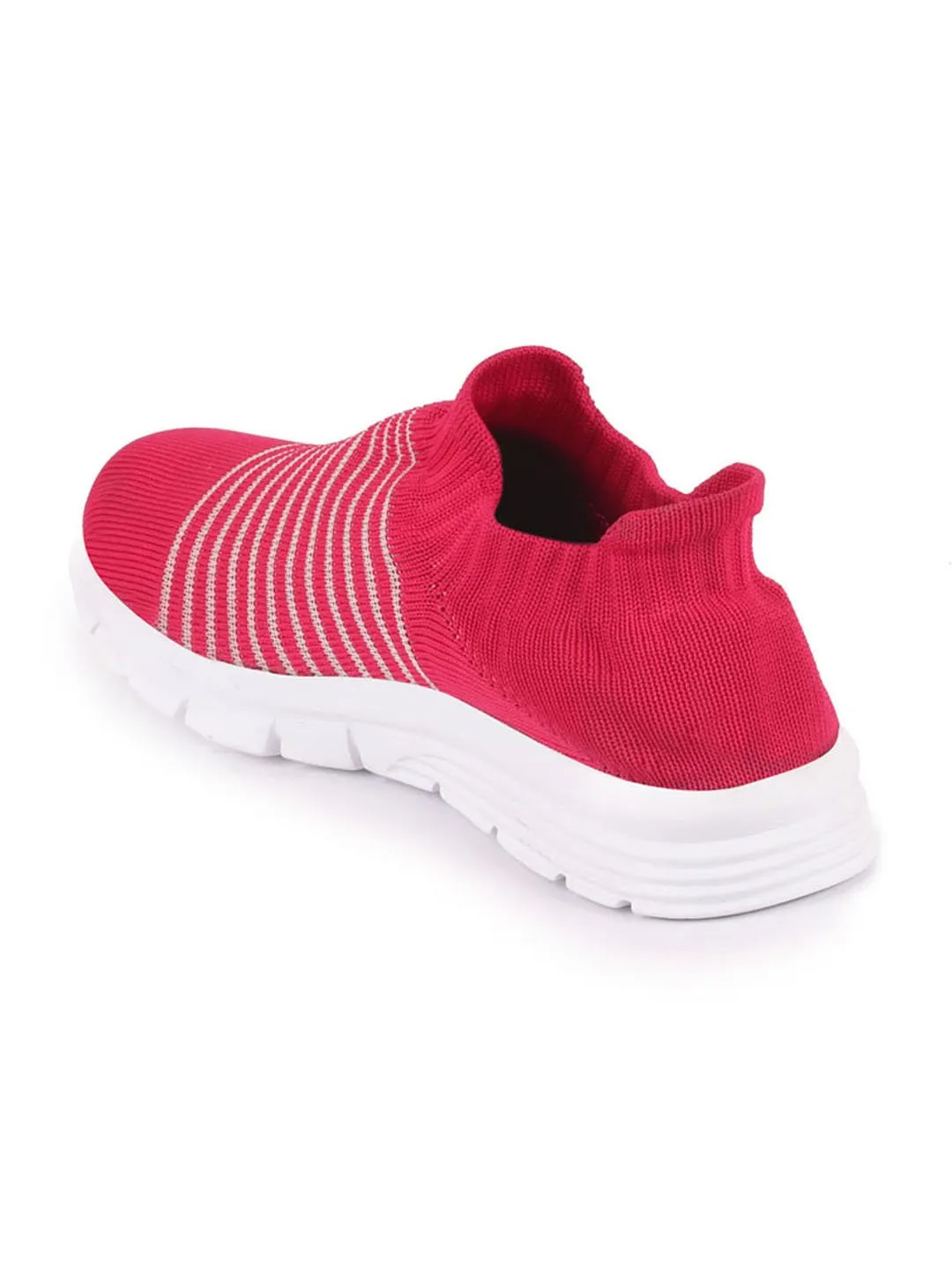 Women Pink Knitted Sports Walking Shoes